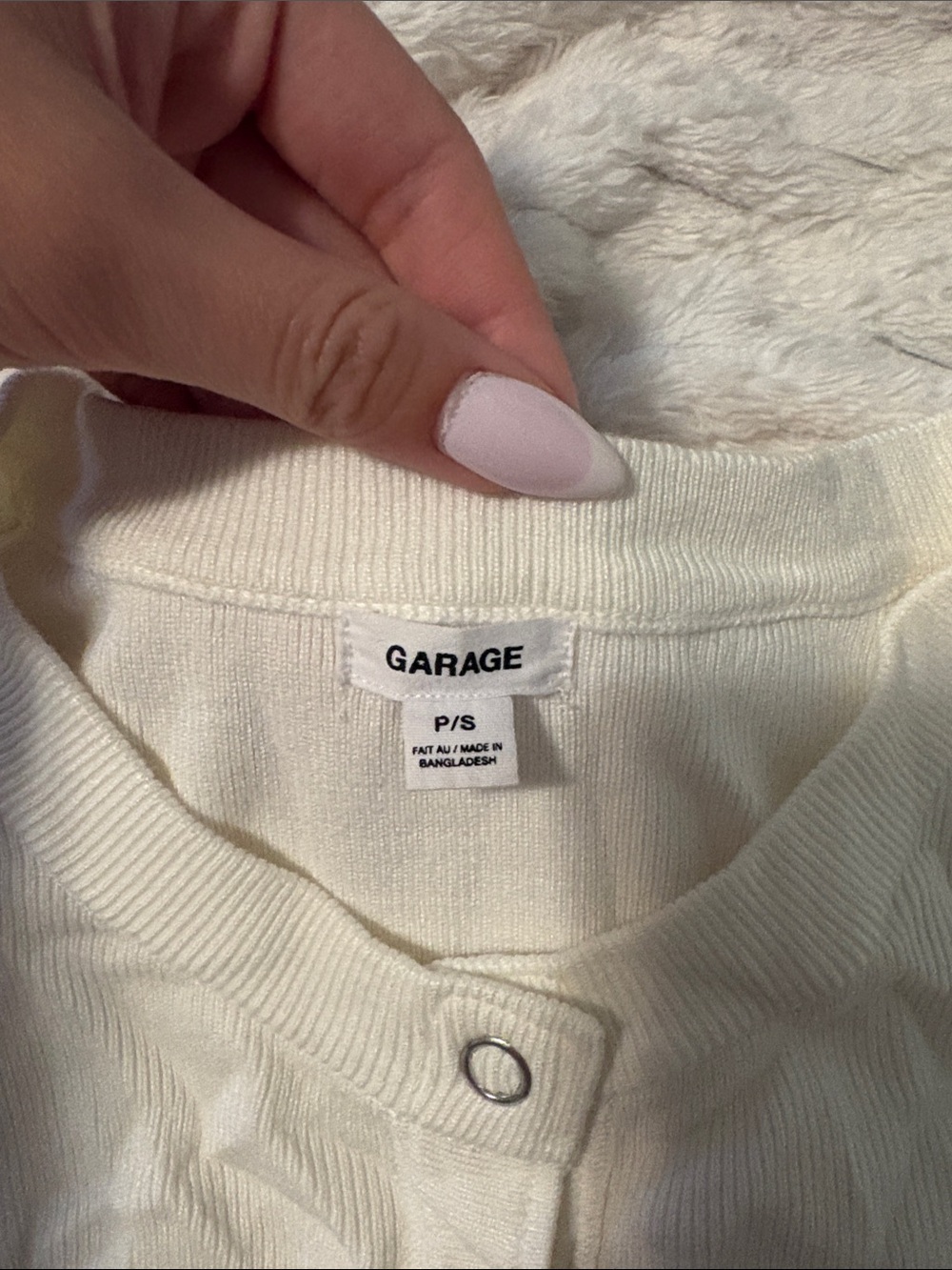 Garage Cream Button-Front Ribbed Cardigan - Picture 2 of 5